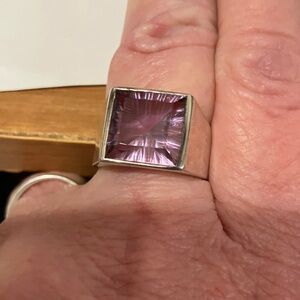 Square Amethyst Sterling Silver Ring